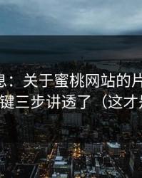 内部消息：关于蜜桃网站的片单套路，我把关键三步讲透了（这才是关键）