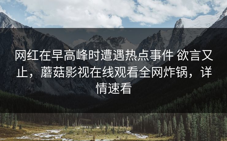 网红在早高峰时遭遇热点事件 欲言又止,蘑菇影视在线观看全网炸锅,详情速看 网红在早高峰时遭遇热点事件 欲言又止,蘑菇影视在线观看全网炸锅,详情速看