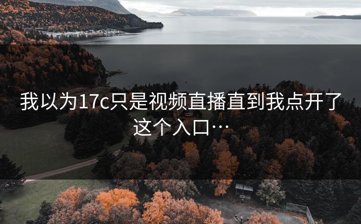 我以为17c只是视频直播直到我点开了这个入口… 我以为17c只是视频直播直到我点开了这个入口…