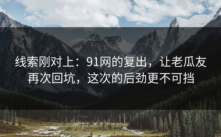 线索刚对上：91网的复出，让老瓜友再次回坑，这次的后劲更不可挡